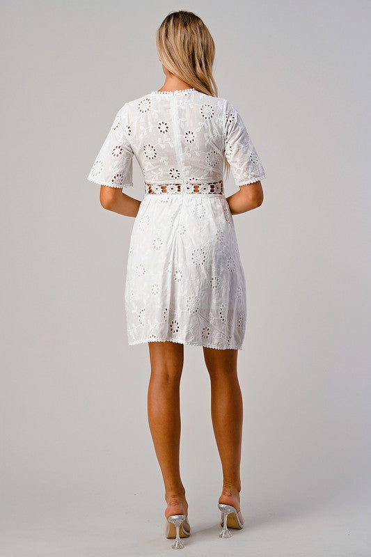 EYELET SHORT DRESS
