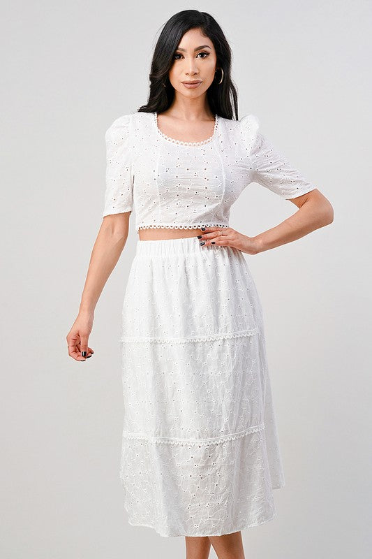 EYELET SKIRT SET