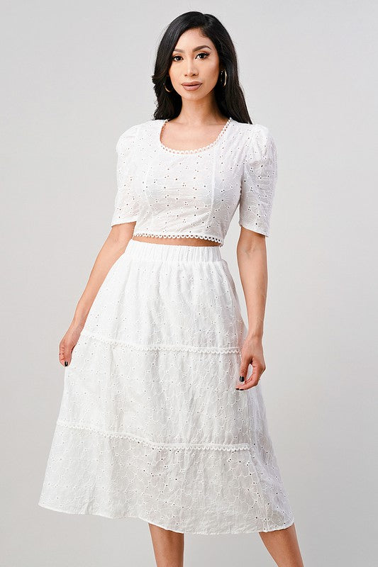 EYELET SKIRT SET