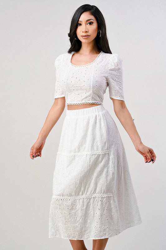 EYELET SKIRT SET