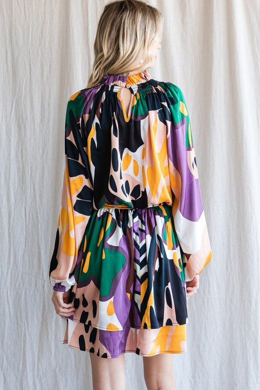 Flower Print Layered Hem Dress
