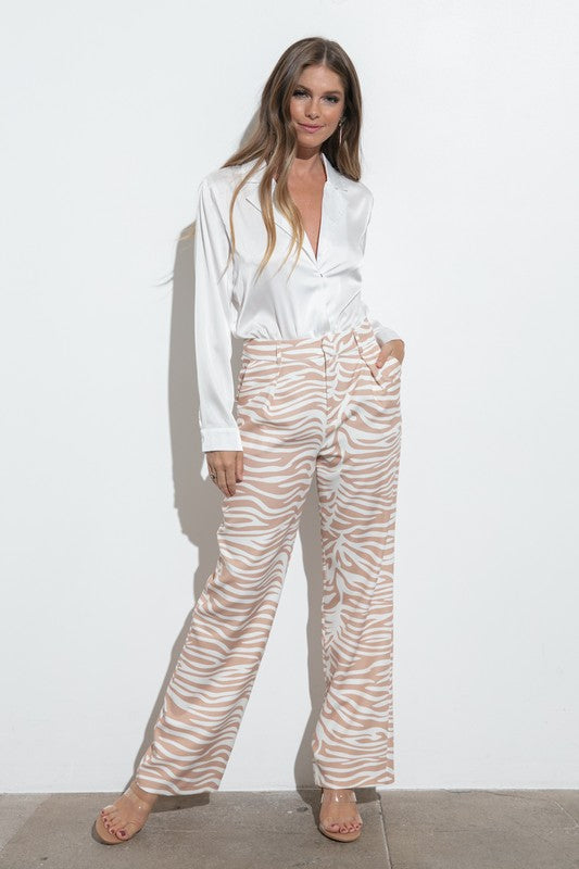 ZEBRA PRINT POCKETS PANTS