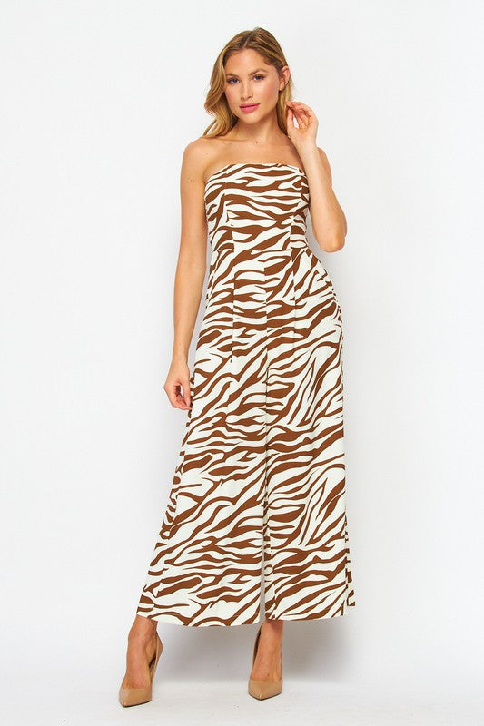 ZEBRA PRINT TUBE JUMPSUIT