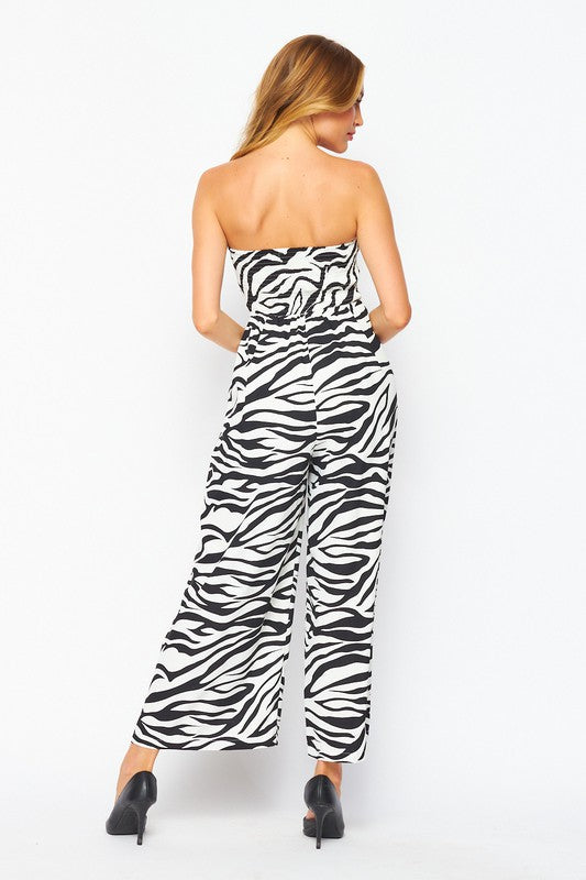 ZEBRA PRINT TUBE JUMPSUIT