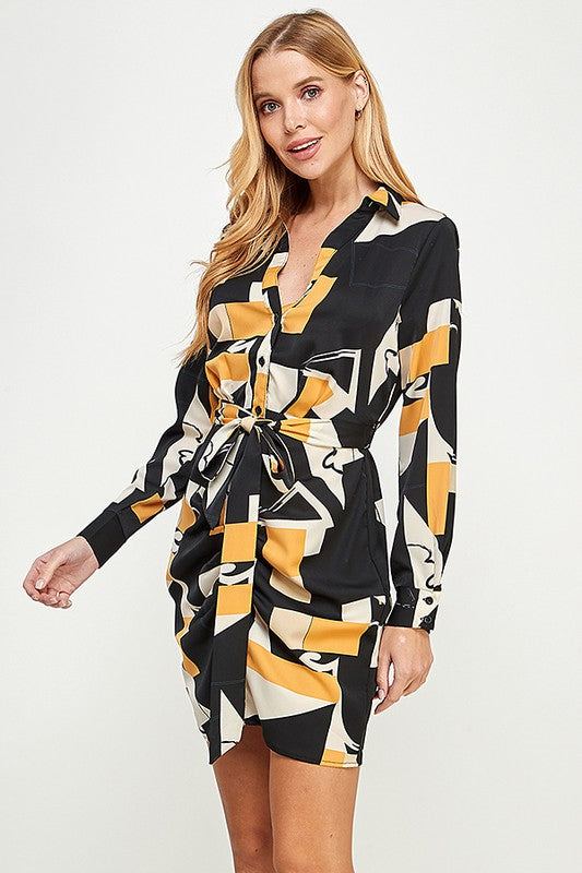 PRINTED LONG SHIRT DRESS