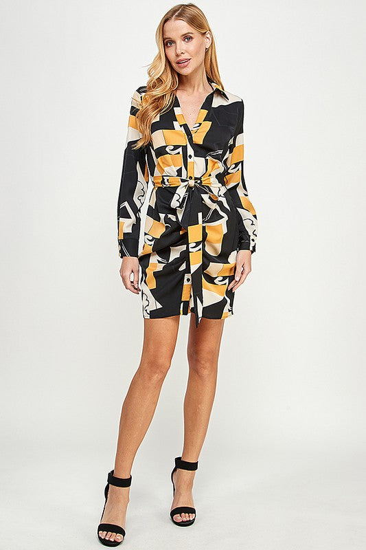 PRINTED LONG SHIRT DRESS