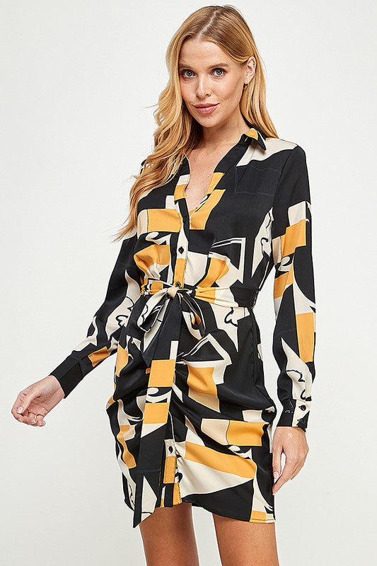 PRINTED LONG SHIRT DRESS