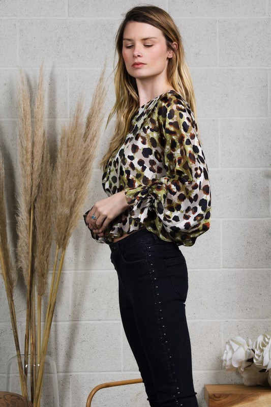 ANIMAL PRINT SATIN TOP