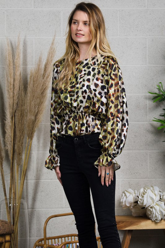 ANIMAL PRINT SATIN TOP