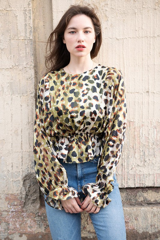 ANIMAL PRINT SATIN TOP