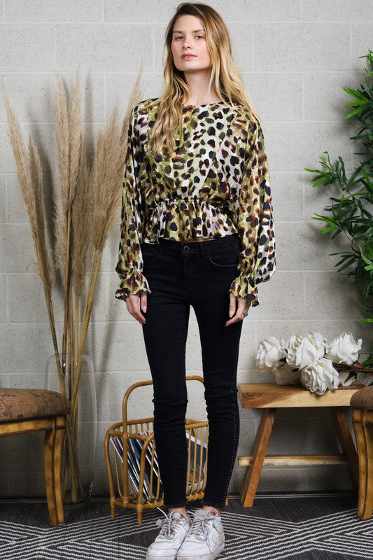 ANIMAL PRINT SATIN TOP