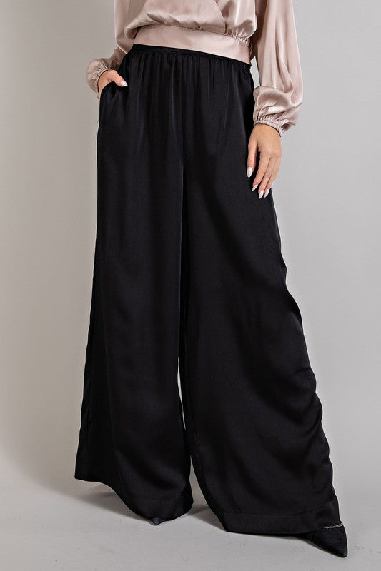 SATIN WIDE LEG PANTS