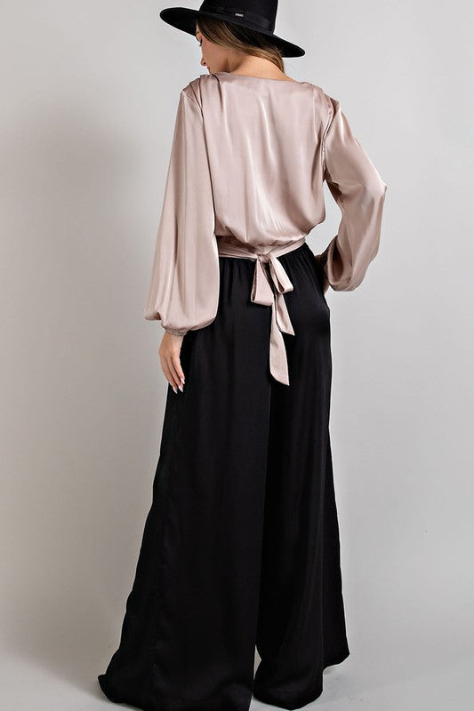 SATIN WIDE LEG PANTS