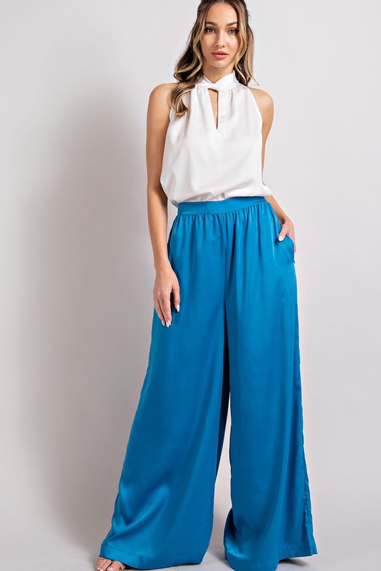 SATIN WIDE LEG PANTS
