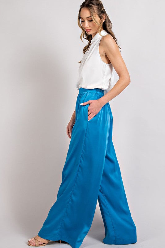 SATIN WIDE LEG PANTS