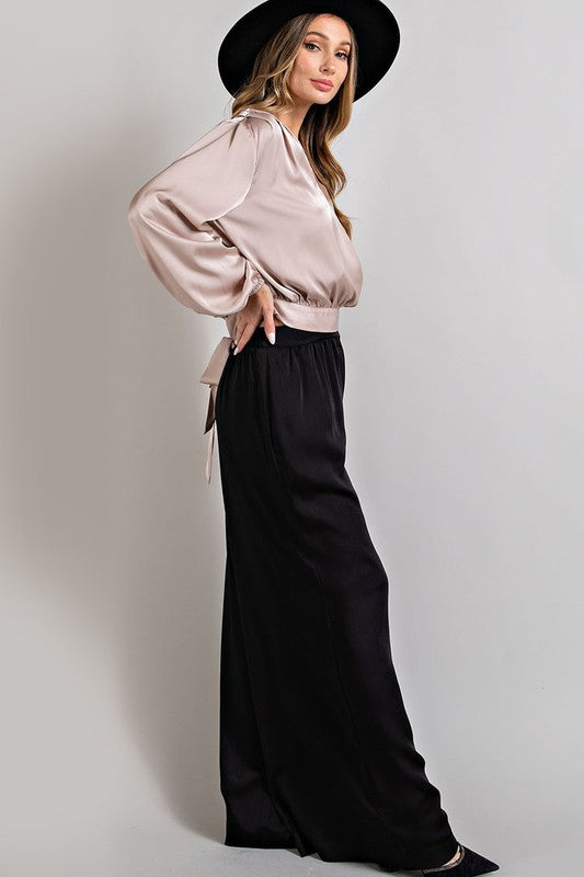 SATIN WIDE LEG PANTS