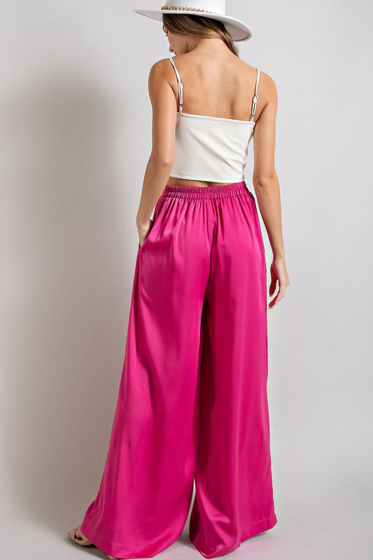SATIN WIDE LEG PANTS