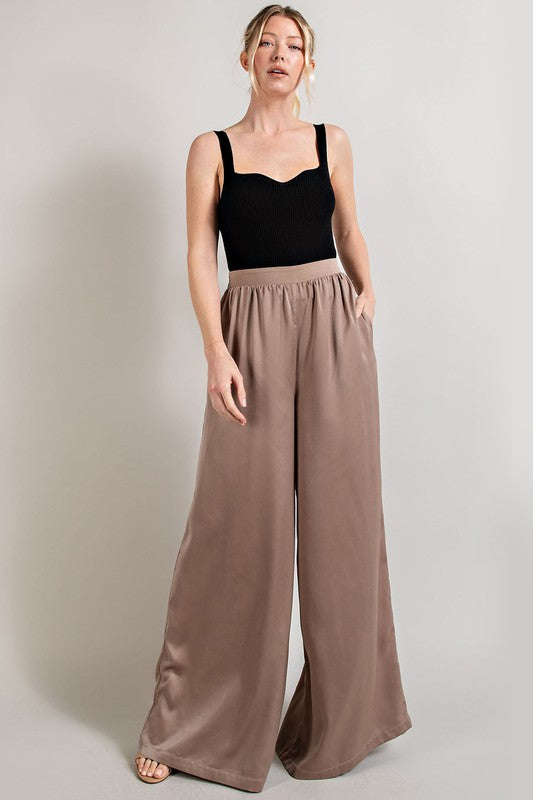 SATIN WIDE LEG PANTS