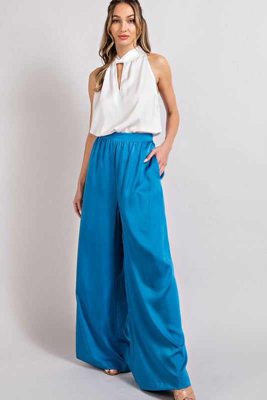 SATIN WIDE LEG PANTS