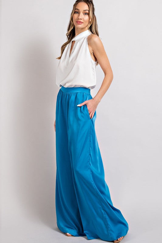 SATIN WIDE LEG PANTS