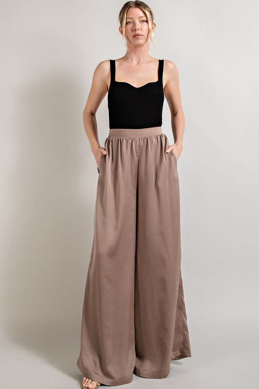 SATIN WIDE LEG PANTS