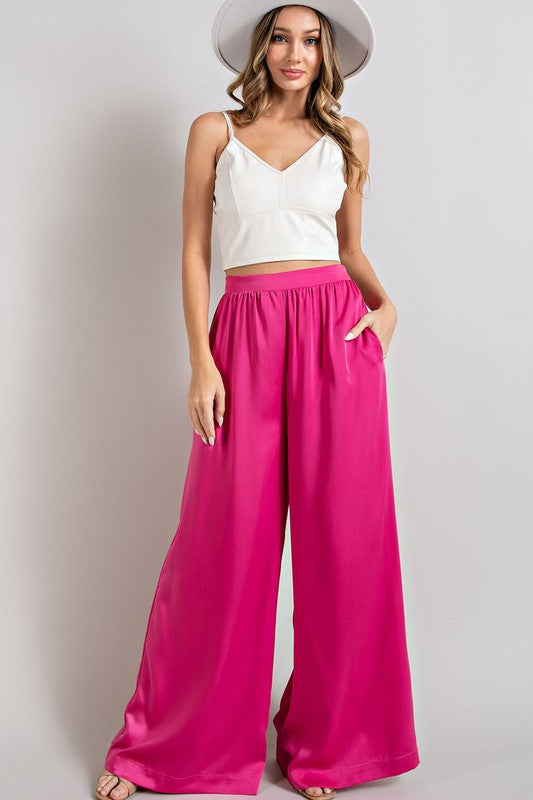 SATIN WIDE LEG PANTS