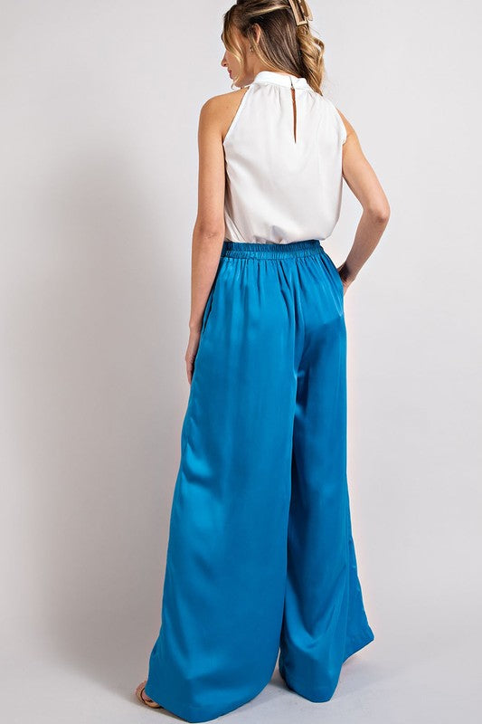 SATIN WIDE LEG PANTS
