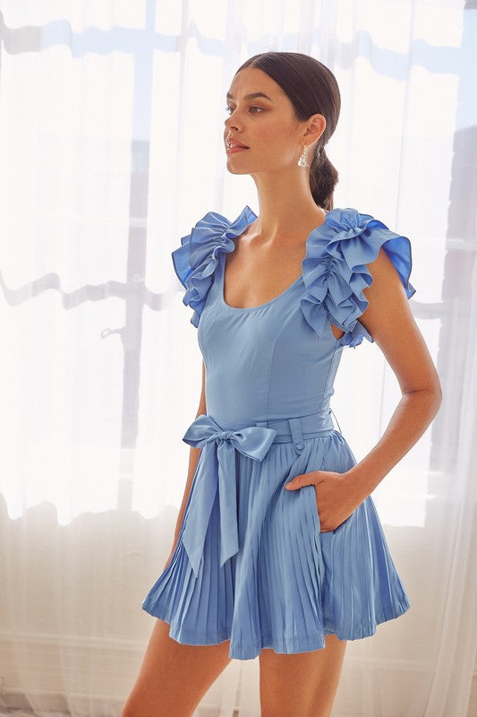 RUFFLE DETAIL FRONT TIE ROMPER