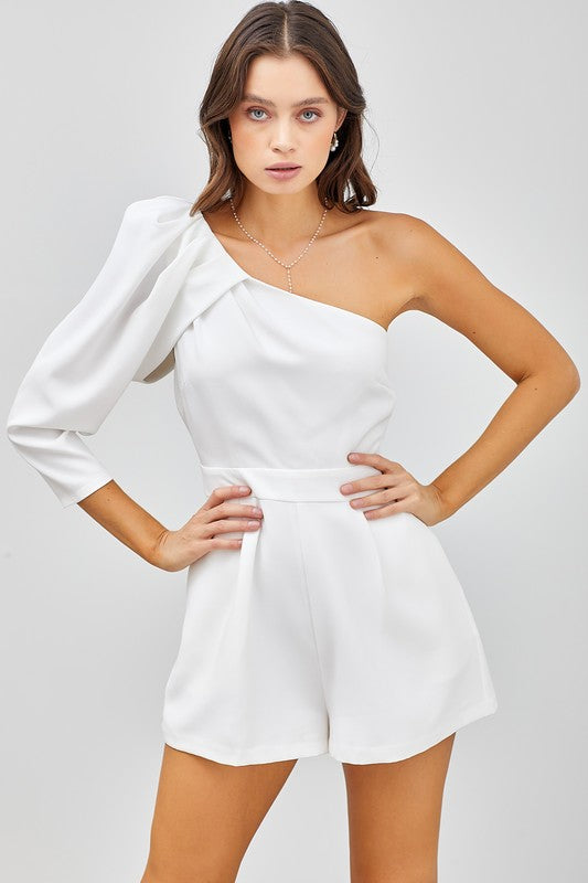 ONE SHOULDER 3/4 SLEEVE ROMPER