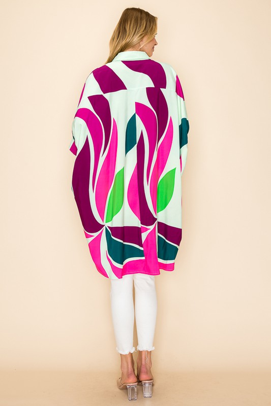 OVERSIZED PRINTED TUNIC BLOUSE
