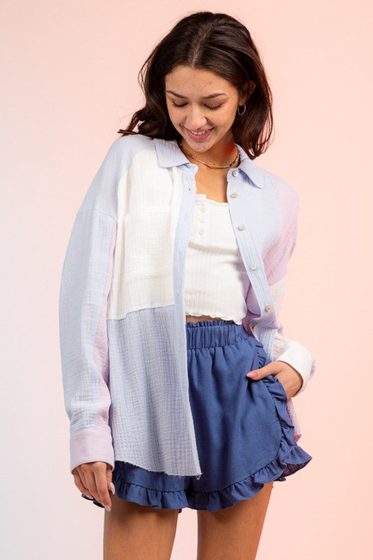LINEN RUFFLE DETAIL SHORTS