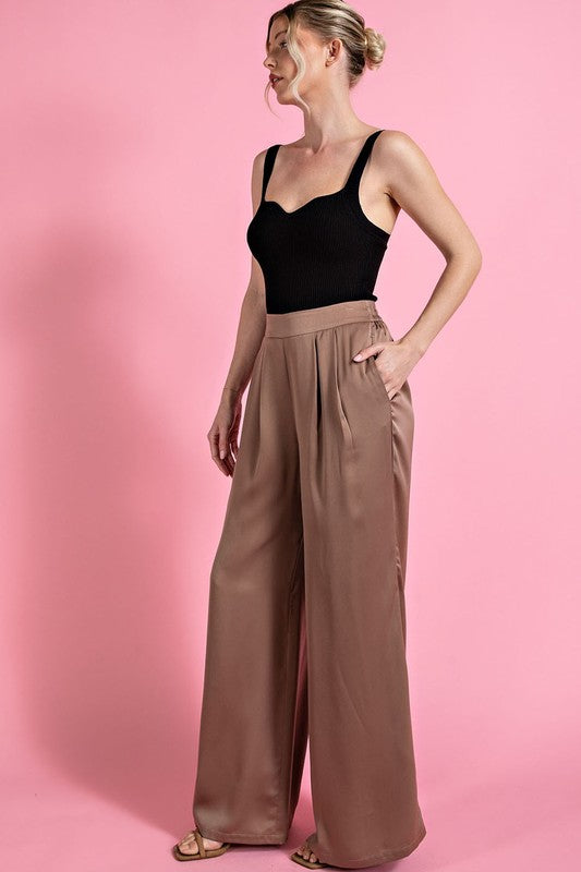 SATIN WIDE LEG PANTS