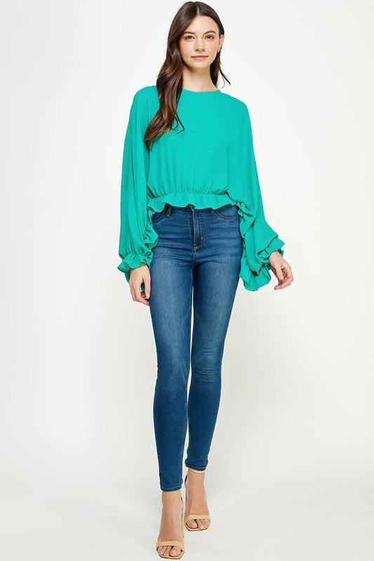 CROPPED FRILLS TOP
