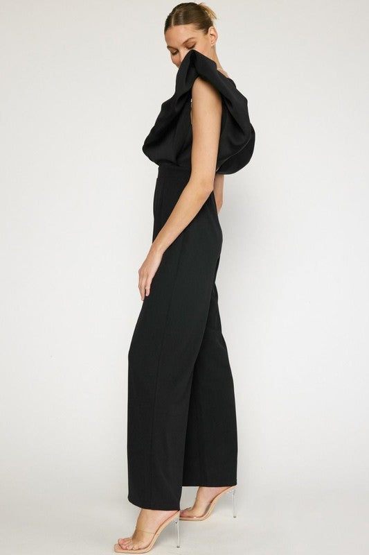 V-NECK WIDE LEG JUMPSUIT