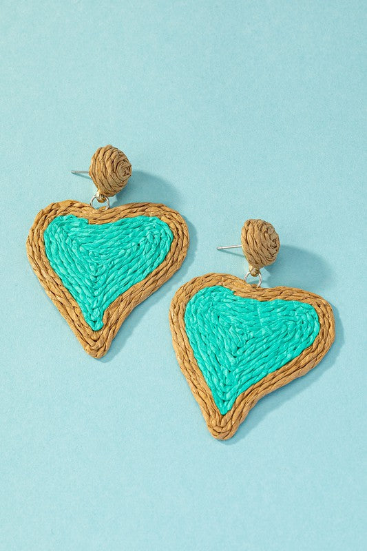HEARTS RAFFIA EARRINGS