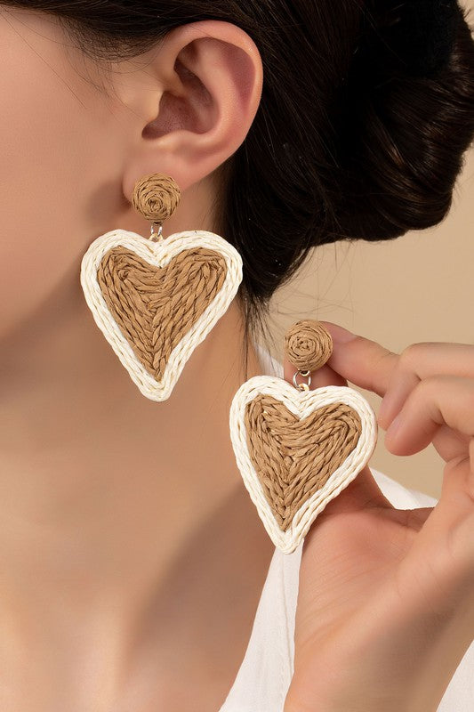 HEARTS RAFFIA EARRINGS