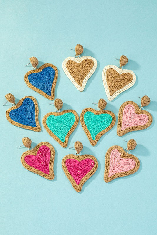 HEARTS RAFFIA EARRINGS