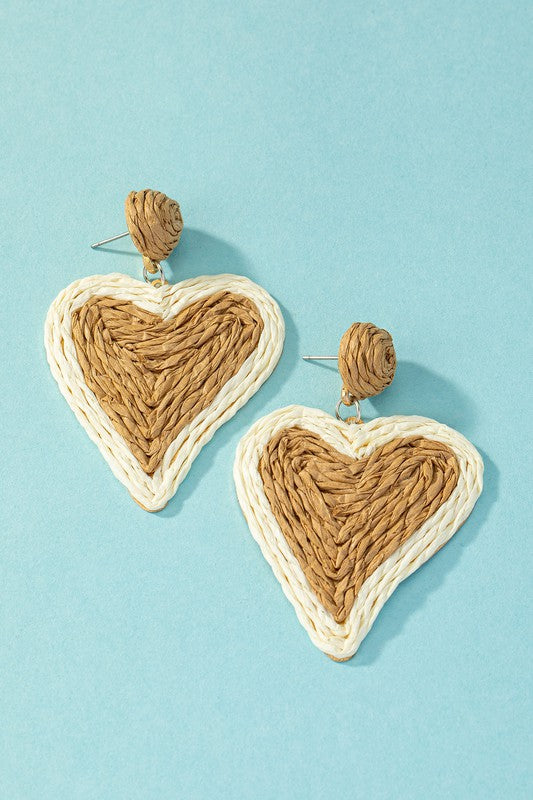 HEARTS RAFFIA EARRINGS