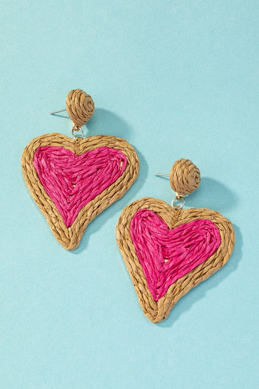 HEARTS RAFFIA EARRINGS