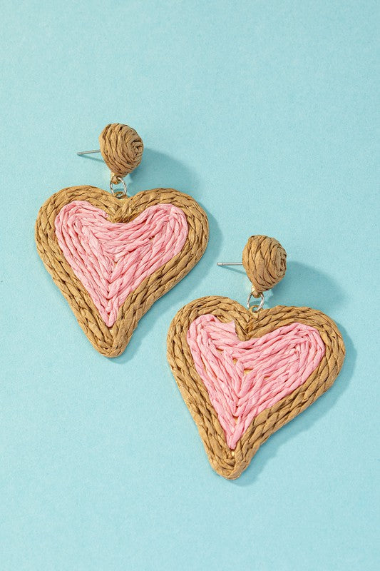 HEARTS RAFFIA EARRINGS