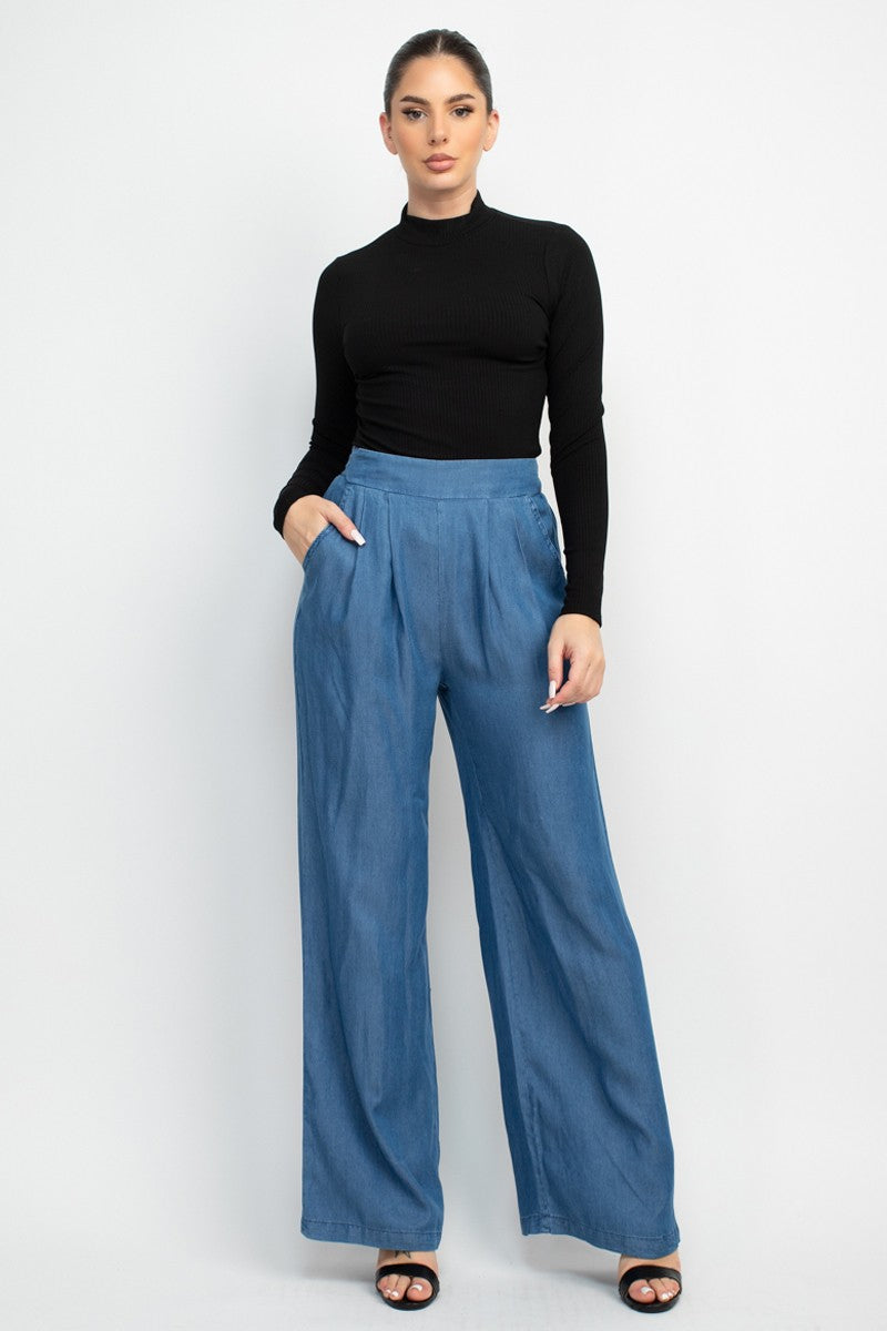 WIDE LEG DENIM PANTS