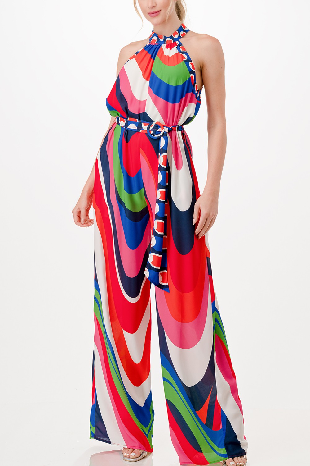 HALTER NECK WIDE LEG JUMPSUIT