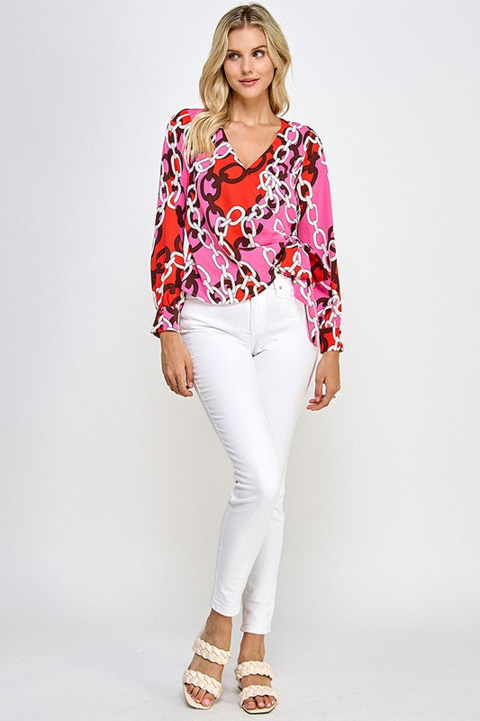 WAIST TIE SURPLICE TOP