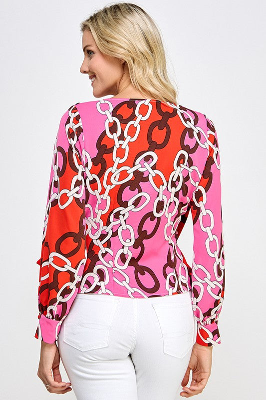 WAIST TIE SURPLICE TOP