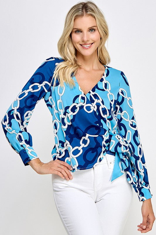 WAIST TIE SURPLICE TOP