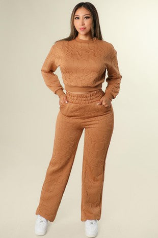 LETTER ROUND NECK SWEATSHIRT AND PANT SET