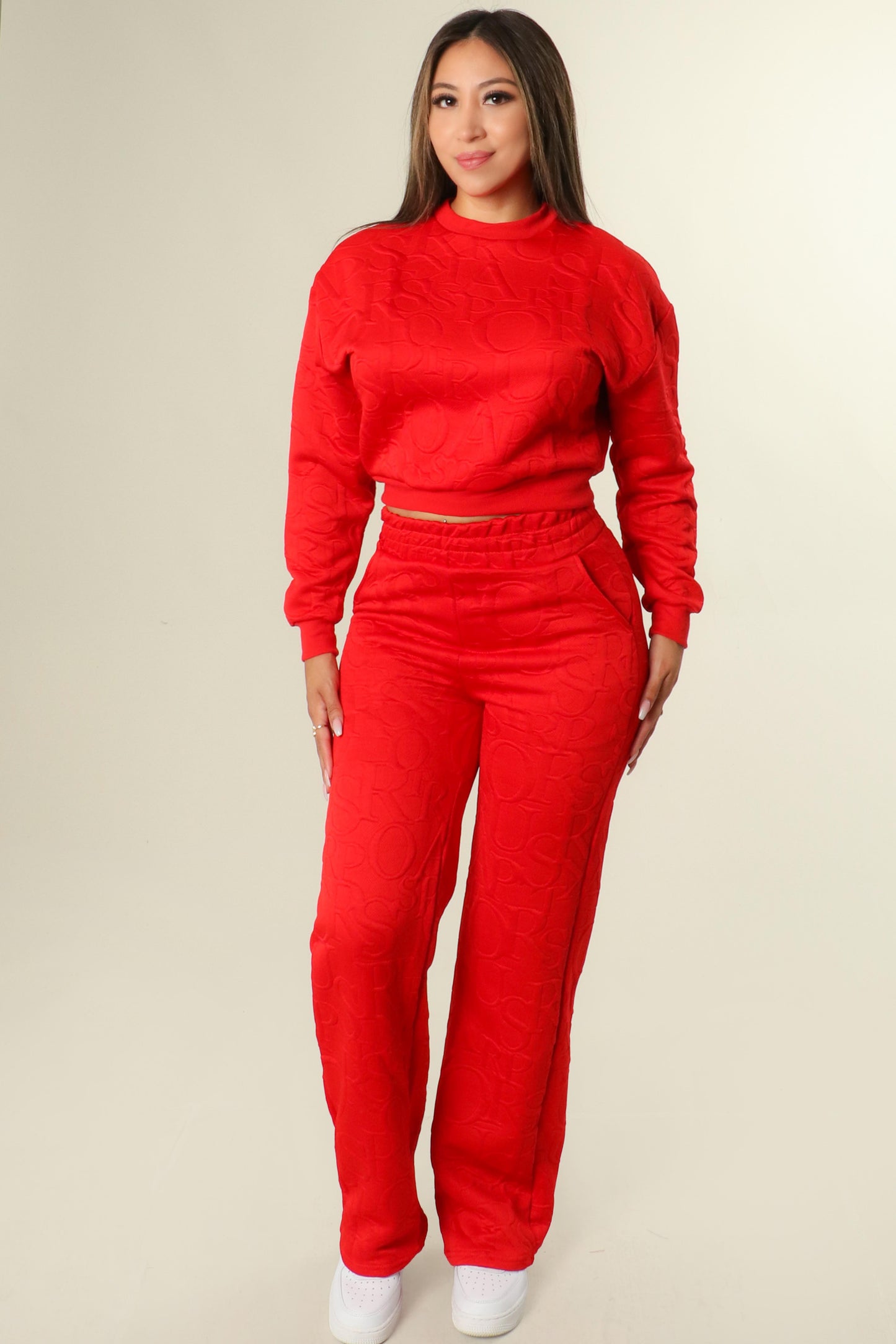 LETTER ROUND NECK SWEATSHIRT AND PANT SET