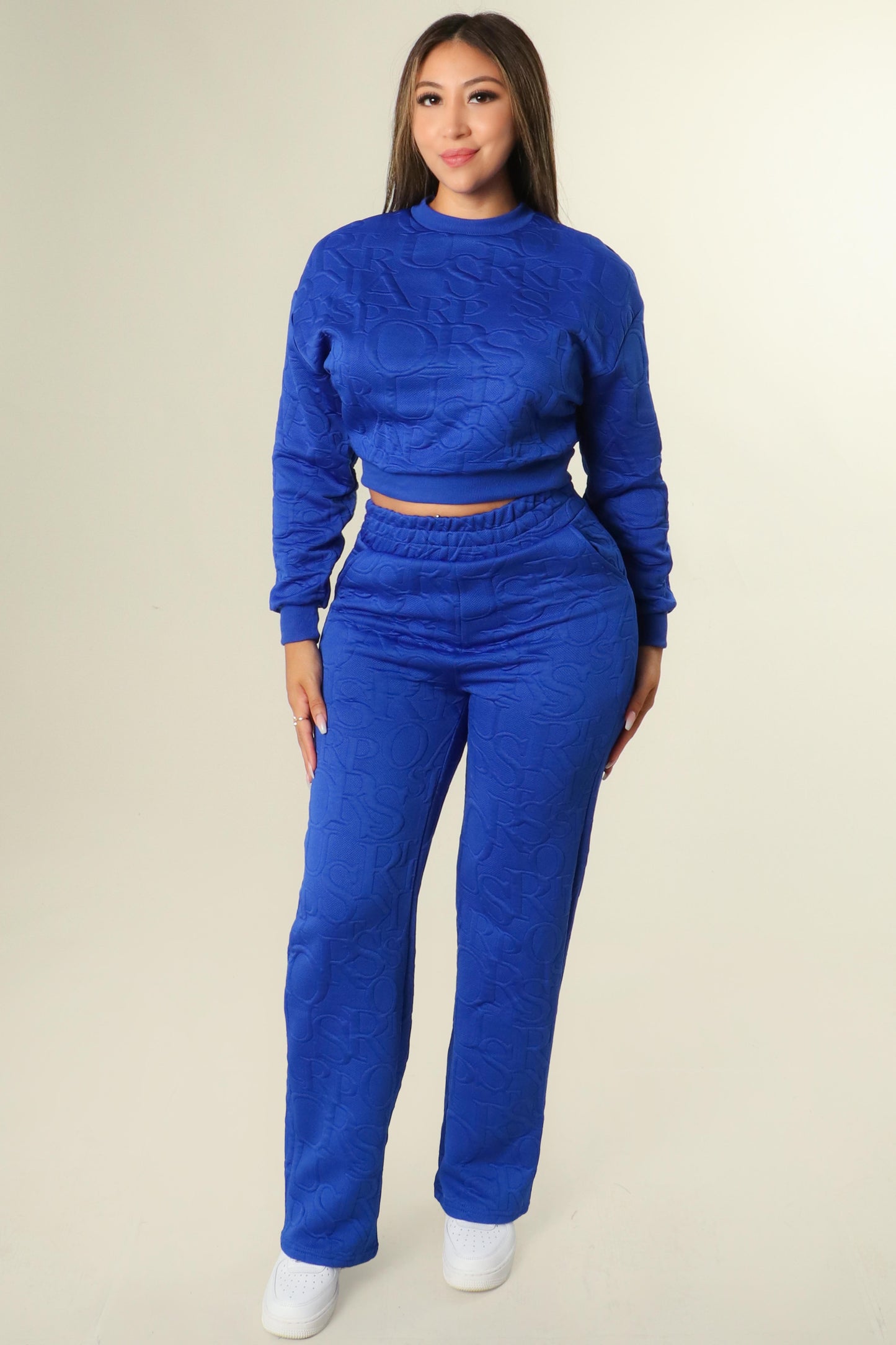 LETTER ROUND NECK SWEATSHIRT AND PANT SET