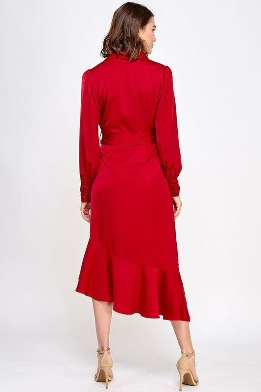 ASYMMETRICAL HEM LONG SLEEVE DRESS