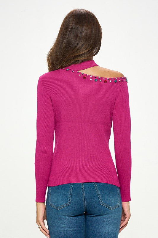KNIT SWEATER WITH STONES